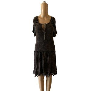 Abree Brown Rayon Bohemian Style Crepe Size S Dress